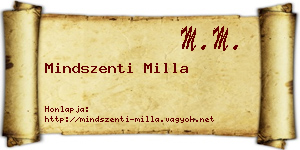 Mindszenti Milla névjegykártya
